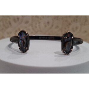 EUC Kendra Scott Elton Abalone Gunmetal Cuff Bracelet